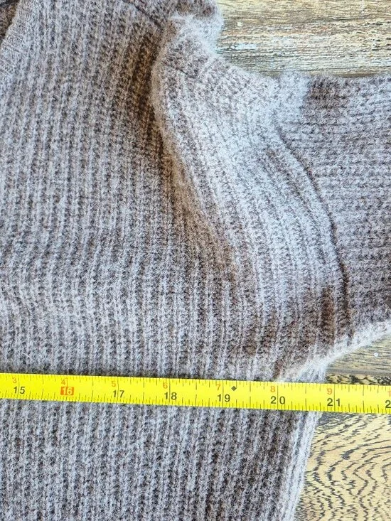 Quince 100% Yak Soft Rib Crew Cardigan Button-Front Heather Brown - Picture 12 of 13